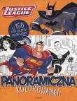 Justice League. Panoramiczna kolorowanka. Autor: Pola Kamińska. Dadada.pl Okładka książki Justice League. Panoramiczna kolorowanka