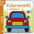 Kolorowanki z naklejkami Pojazdy. Autor: Piotr Kozera. Dadada.pl Okładka książki Kolorowanki z naklejkami Pojazdy