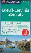 Breuil - Cervinia - Zermatt 1:50 000 Kompass. Autor: praca zbiorowa. Dadada.pl Okładka książki Breuil - Cervinia - Zermatt 1:50 000 Kompass
