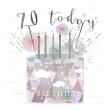 Opakowanie Karnet kwadrat mały z kopertą Urodziny 70 świeczki