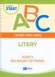 Pewny start Cztery pory roku Litery Karty do nauki czytania. Autor: Izabela Jaźwińska, Kosecka Magdalena. Dadada.pl Okładka książki Pewny start Cztery pory roku Litery Karty do nauki czytania
