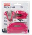 Opakowanie Zestaw zszywacz, dziurkacz, rozszywacz różowy