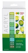 Opakowanie Farba akrylowa 12ml 10 kol zielony HAPPY COLOR