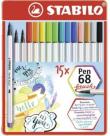 Opakowanie Flamastry Pen 68 brush etui met. 15 kol STABILO