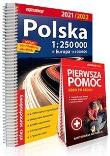 Atlas samachodowy Polska 1:250 000 2021/2022 + PP. Autor: praca zbiorowa. Dadada.pl Okładka książki Atlas samachodowy Polska 1:250 000 2021/2022 + PP