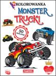 Kolorowanka z naklejkami. Monster trucki. Autor: Opracowanie zbiorowe. Dadada.pl Okładka książki Kolorowanka z naklejkami. Monster trucki