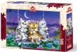 Opakowanie Puzzle 500 Kocięta huśtające się w blasku księżyca