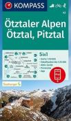 Otztaler Alpen, Otztal, Pitztal 1:50 000 Kompass. Autor: praca zbiorowa. Dadada.pl Okładka książki Otztaler Alpen, Otztal, Pitztal 1:50 000 Kompass