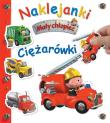 Naklejanki. Mały chłopiec. Ciężarówki. Autor: Nathalie Belineau, Alexis Nesme. Dadada.pl Okładka książki Naklejanki. Mały chłopiec. Ciężarówki