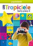 Nowi Tropiciele Pięciolatek. Karty pracy cz.4 WSIP. Autor: Beata Gawrońska, Emilia Raczek. Dadada.pl Okładka książki Nowi Tropiciele Pięciolatek. Karty pracy cz.4 WSIP