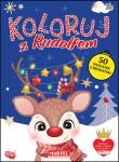 Koloruj z Rudolfem z naklejkami. Autor: KATARZYNA RATAJSZCZAK. Dadada.pl Okładka książki Koloruj z Rudolfem z naklejkami