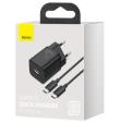 Opakowanie BASEUS ŁADOWARKA SIECIOWA Z KABLEM USB-C DO USB-C TZCCSUP-L01 SUPER SI 1C 25W CZARNA