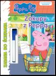 Peppa Pig. Zadania do ścierania. Zakupy z Peppą!. Autor: Opracowanie zbiorowe. Dadada.pl Okładka książki Peppa Pig. Zadania do ścierania. Zakupy z Peppą!