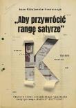 Okładka książki Aby przywrócić rangę satyrze