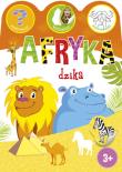 Afryka dzika. Zgadywanki, wyklejanki, kolorowanki. Autor: Ewa Gorzkowska-Parnas. Dadada.pl Okładka książki Afryka dzika. Zgadywanki, wyklejanki, kolorowanki
