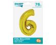Opakowanie Balon foliowy cyfra 6 złota Smart 76cm
