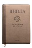 Okładka książki Biblia pierwszego Kościoła brązowa z paginatorami