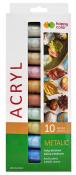 Farba akrylowa metaliczna 10 kolorów x 12 ml Happy Color. Wydawca: HAPPY COLOR. Dadada.pl Opakowanie Farba akrylowa metaliczna 10 kolorów x 12 ml Happy Color