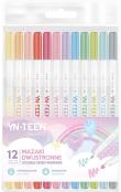 Mazaki dwustronne pastel 12 kolorów YNT. Wydawca: INTERDRUK. Dadada.pl Opakowanie Mazaki dwustronne pastel 12 kolorów YNT