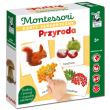 Montessori. Karty sensoryczne Przyroda 3+. Autor: Dołhun Katarzyna, Ula Marzec. Dadada.pl Okładka książki Montessori. Karty sensoryczne Przyroda 3+