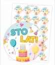 Opakowanie Naklejki urodzinowe - Sto lat! 24szt