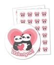 Opakowanie Naklejki walentynkowe - Pandy 40mm 24szt.