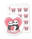 Opakowanie Naklejki walentynkowe - Pandy 60mm 24szt.