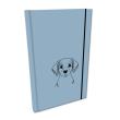 Opakowanie Notes A5 gładki z gumką Soft Touch lakier UV pies labrador niebieski
