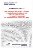 Okładka książki Opis powierzchniowoskładniowy wyrażeń niestand