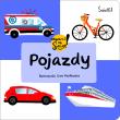 Pojazdy. Otwarci na świat. Autor: Małgorzata Korbiel, Ewa Popławska. Dadada.pl Okładka książki Pojazdy. Otwarci na świat