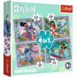 Opakowanie Puzzle 4w1 Szalony dzień Lilo & Stitch TREFL