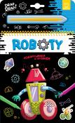 Roboty. Zdrapywanka z rysikiem. Autor: Kaczyńska Agata. Dadada.pl Okładka książki Roboty. Zdrapywanka z rysikiem