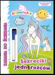 Sekreciki jednorożców. Zadania do ścierania. Moje Jednorożce. Autor: Opracowanie zbiorowe. Dadada.pl Okładka książki Sekreciki jednorożców. Zadania do ścierania. Moje Jednorożce