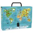 Opakowanie Teczka twarda A4 z rączką mapa Świata zwierzęta