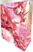 Opakowanie Torebka ozdobna matowa 26x32x12cm różowe kwiaty