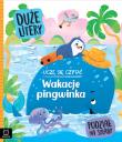 Uczę się czytać. Wakacje pingwinka. Duże litery. Podział na sylaby. Autor: Agata Giełczyńska-Jonik. Dadada.pl Okładka książki Uczę się czytać. Wakacje pingwinka. Duże litery. Podział na sylaby