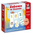 Zabawa w liczenie. Układanka edukacyjna 3-6 lat. Autor: Hubert Bobrowski, Magdalena Popovics, Pola August. Dadada.pl Okładka książki Zabawa w liczenie. Układanka edukacyjna 3-6 lat