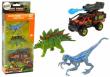 Opakowanie Zestaw dinozaury 2szt+ auto z rakietą niebieską