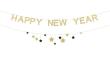 Opakowanie Baner Happy New Year z gwiazdkami złoty 300cm