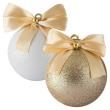 Opakowanie Bombki z kokardą biała złota 2szt