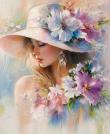 Opakowanie Diamentowa Mozaika Kobieta Blond kapelusz w kwiatach NO-2003092