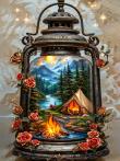 Opakowanie Diamentowa Mozaika Lampion z namiotem i ogniskiem w górach NO-2003111