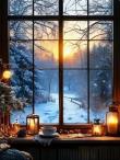 Opakowanie Diamentowa Mozaika Zima Krajobraz las z okna NO-2003101