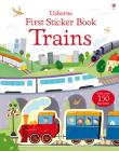 First Sticker Book Trains wer. angielska. Autor: Taplin Sam, Annalisa Sanmartino, Giulia Torelli. Dadada.pl Okładka książki First Sticker Book Trains wer. angielska