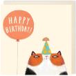 Opakowanie Karnet kwadrat 008 Urodziny Kot z balonem