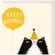 Opakowanie Karnet kwadrat 009 Urodziny Kot z żółtym balonem