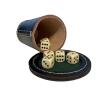 Opakowanie Kubek pokerowy z pokrywką - czarna skóra + kostki