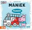 Maniek koloruje i nakleja. Pojazdy. Autor: Agnieszka Matz. Dadada.pl Okładka książki Maniek koloruje i nakleja. Pojazdy