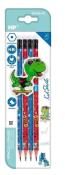 Opakowanie Ołówek sześciokątny HB z dodatk. gumką Dino 4szt