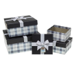 Opakowanie Pudełko kwadrat z kokardą 4szt krata ROZETTE